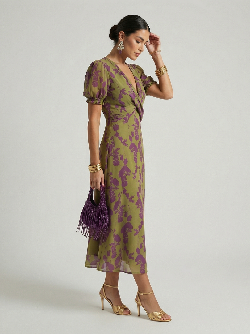 Detalle textura Virel | Vestido Midi Floral Relajado