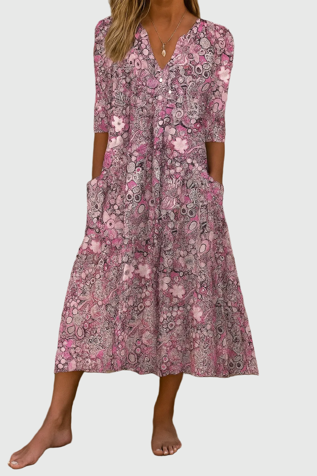 Detalle textura Harlow · Midi Escote en V