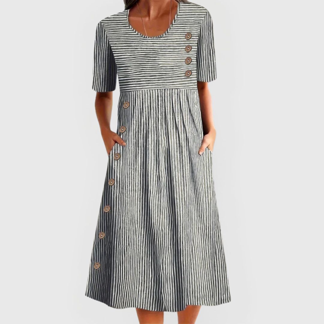 Detalle textura Wanda · Vestido Midi Rayado