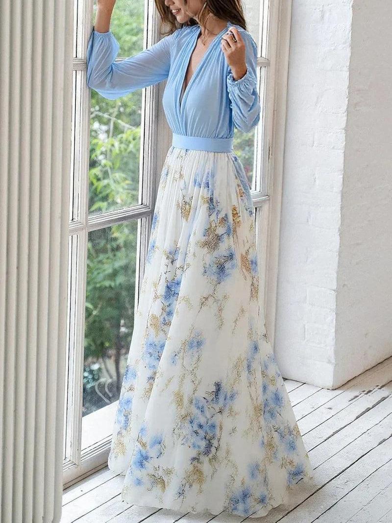 Frida · Vestido largo floral escote en V