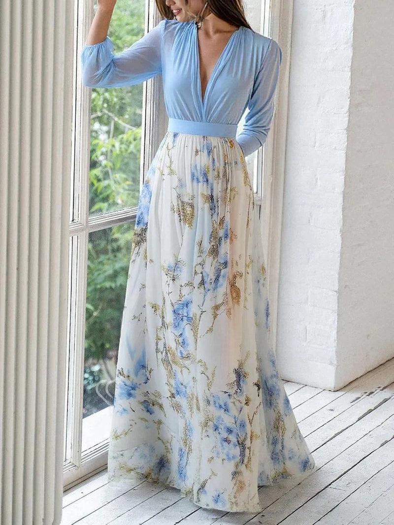 Frida · Vestido largo floral escote en V