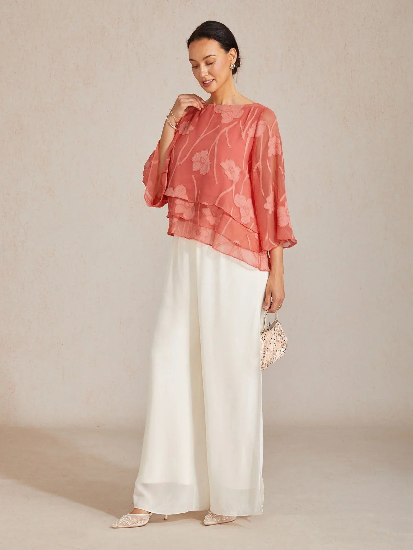 Blusa de Capas Floral de Chifón