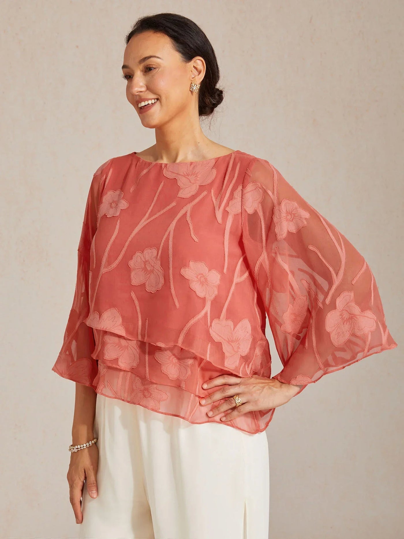 Blusa de Capas Floral de Chifón