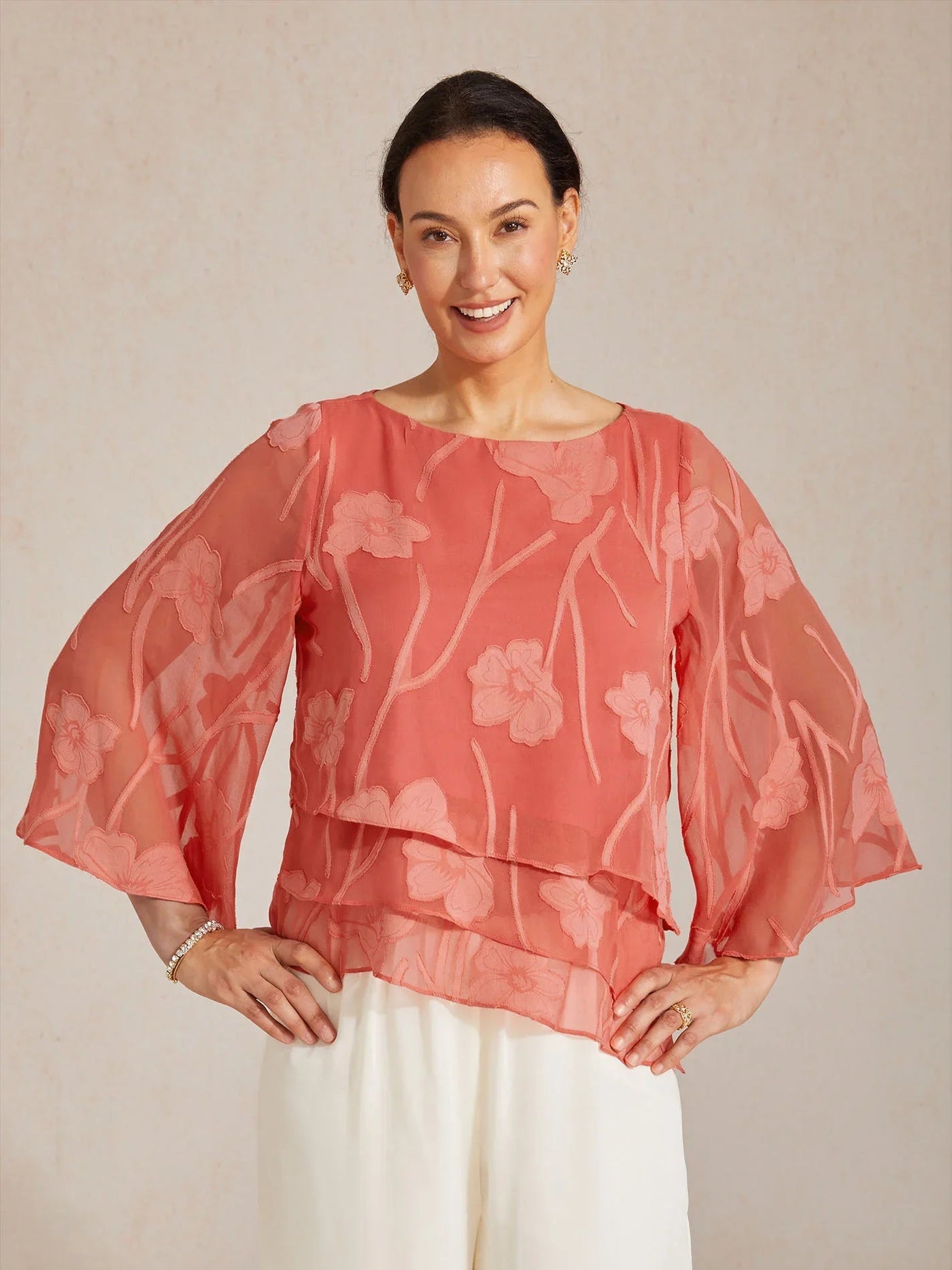 Blusa de Capas Floral de Chifón