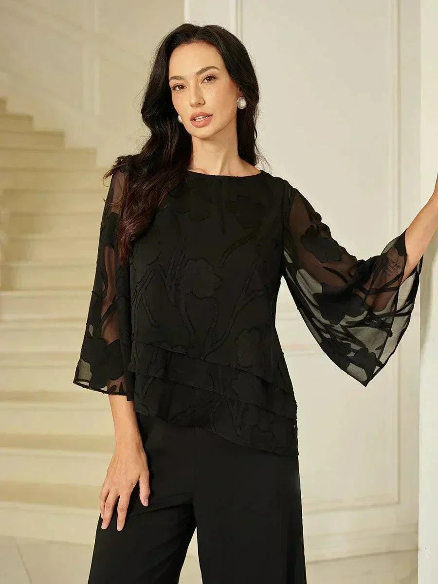 Blusa de Capas Floral de Chifón