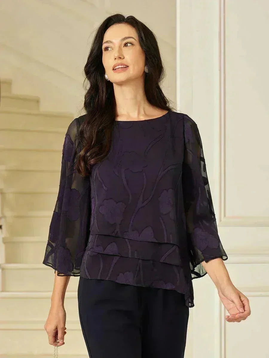 Blusa de Capas Floral de Chifón