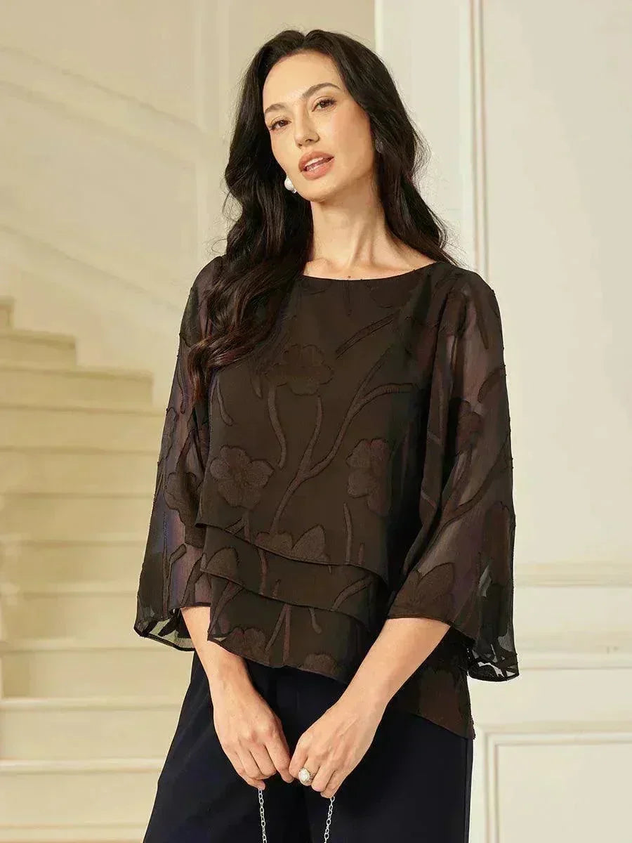 Blusa de Capas Floral de Chifón