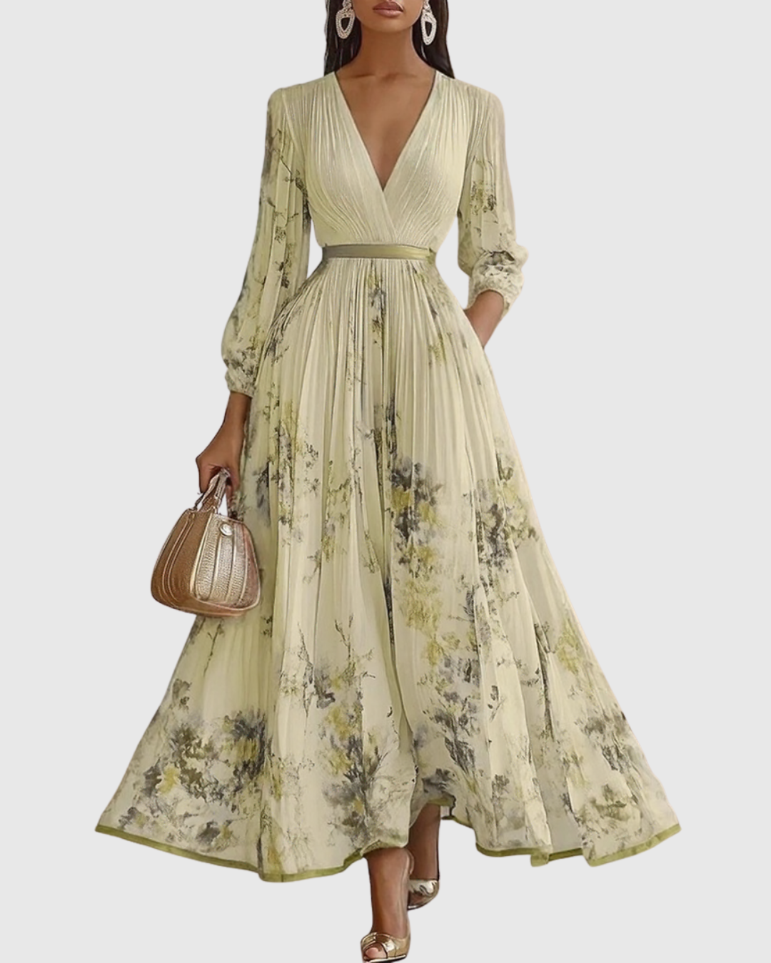 Rowella · Vestido largo plisado