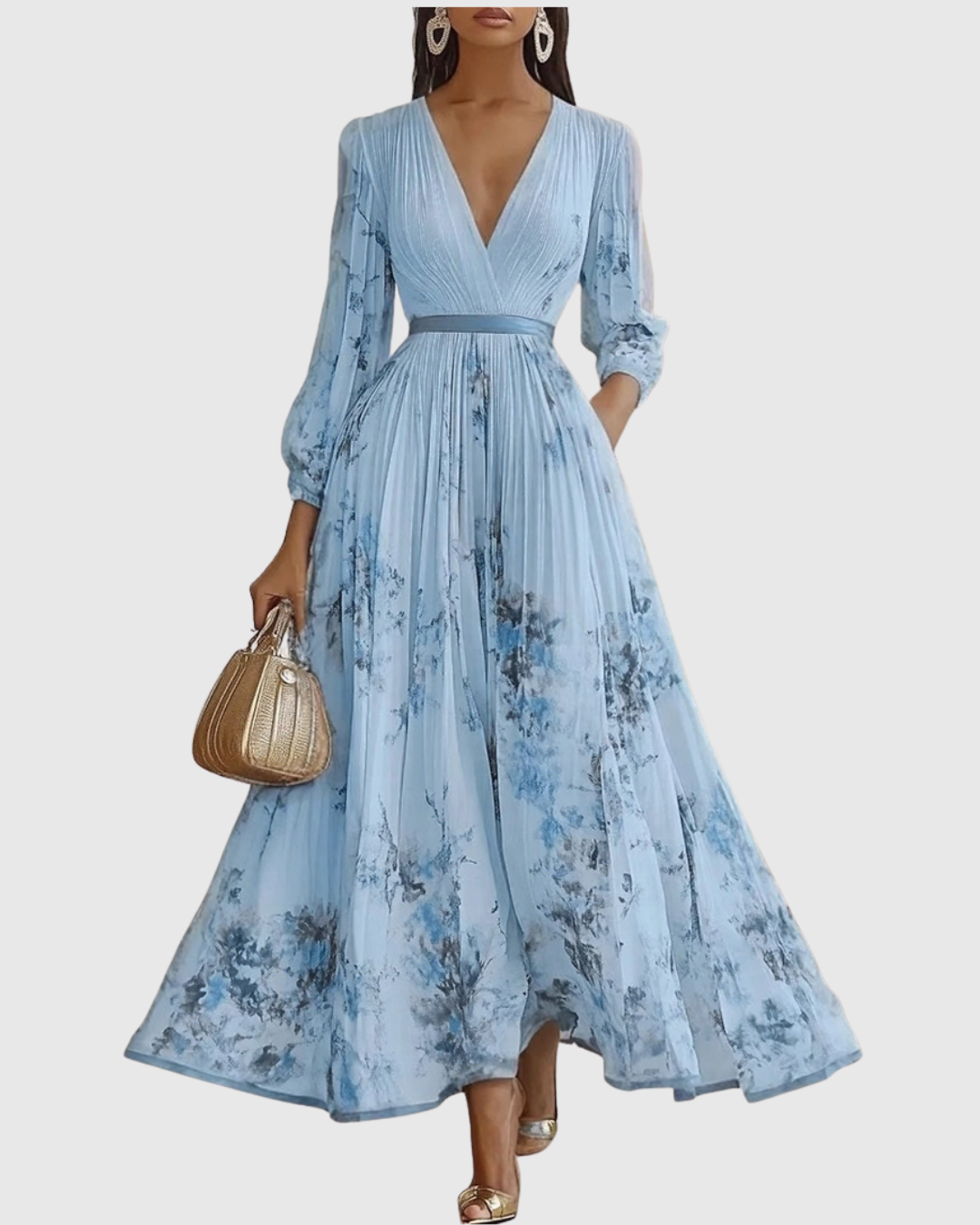Rowella · Vestido largo plisado