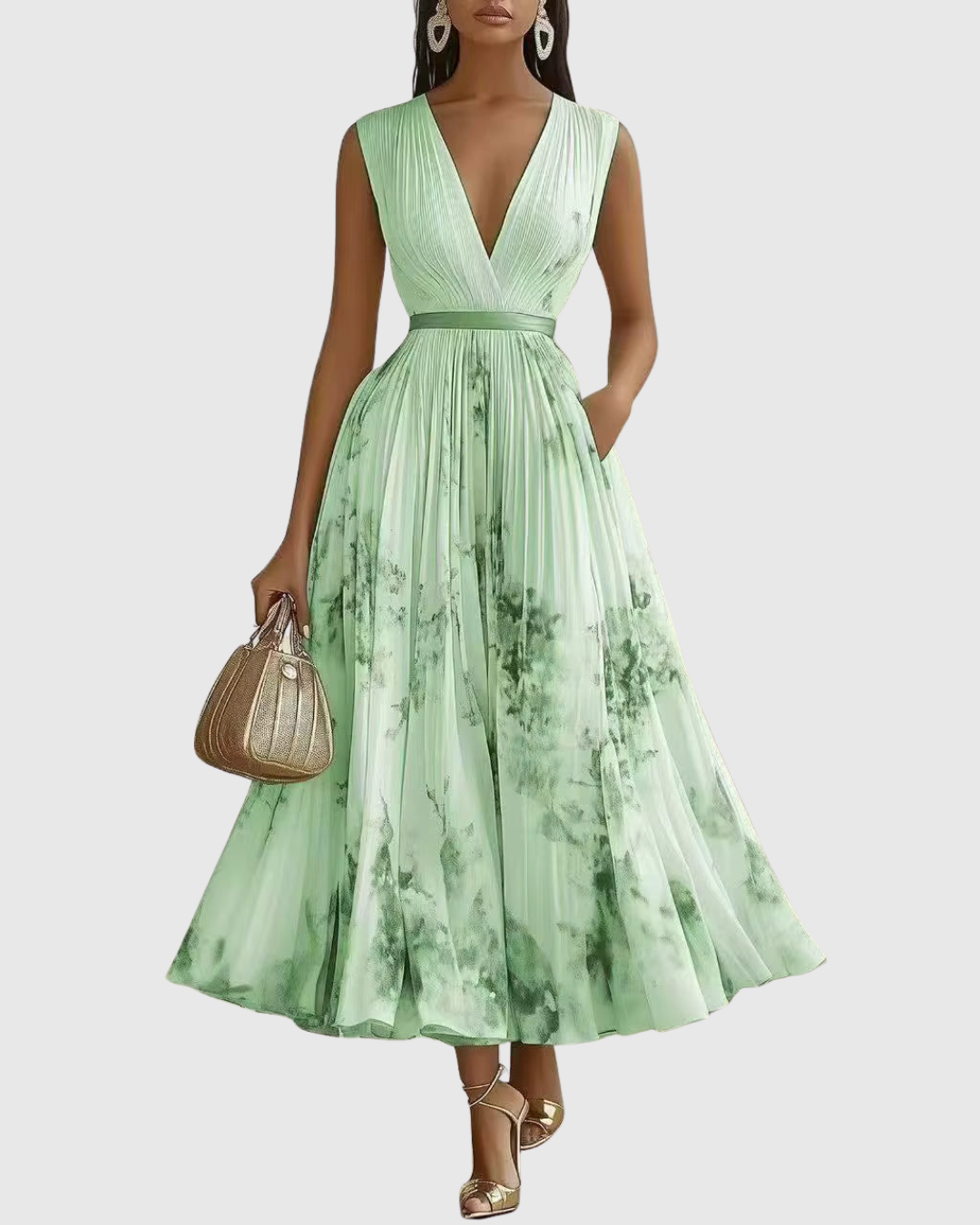 Rowella · Vestido largo plisado