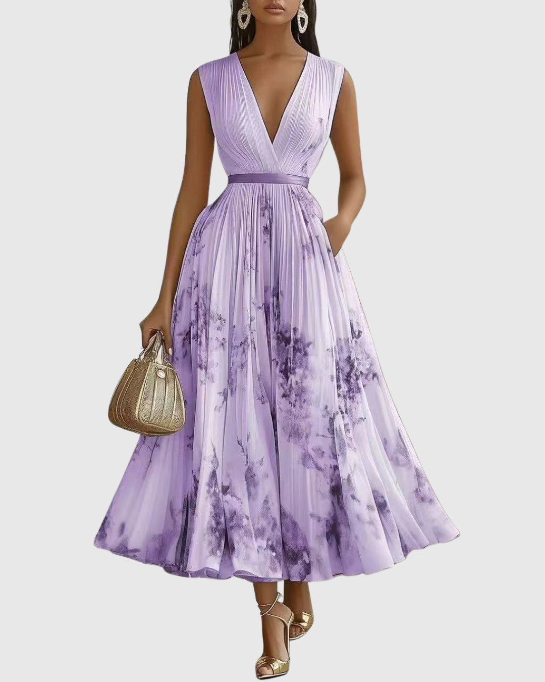 Rowella · Vestido largo plisado