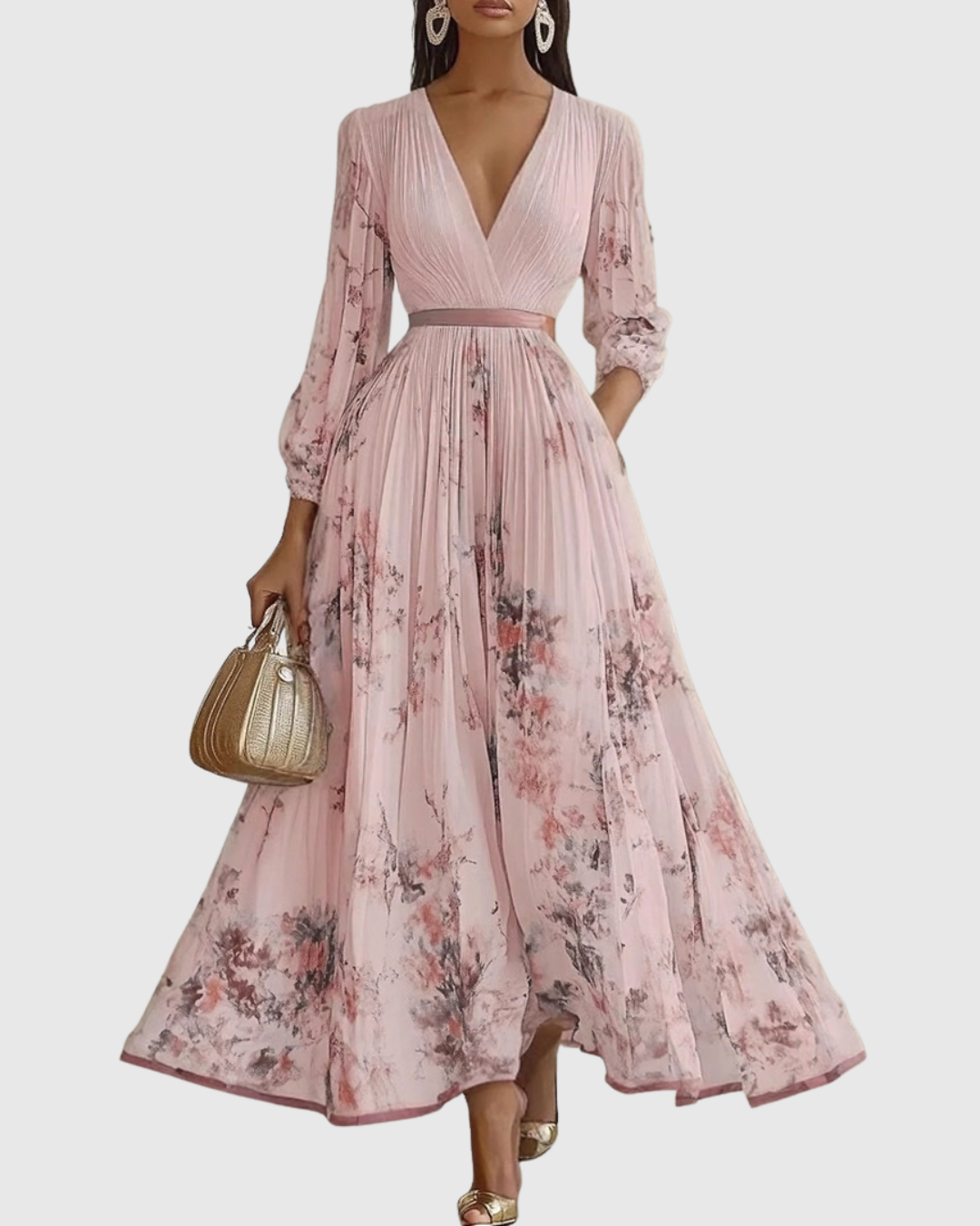 Rowella · Vestido largo plisado