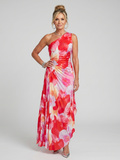 Taya | Vestido Midi de Cuerpo Plisado de Un Hombro