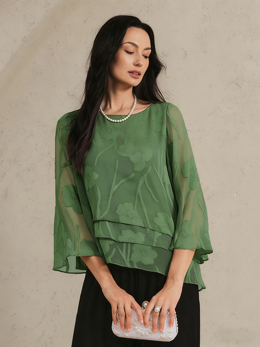 Blusa de Capas Floral de Chifón