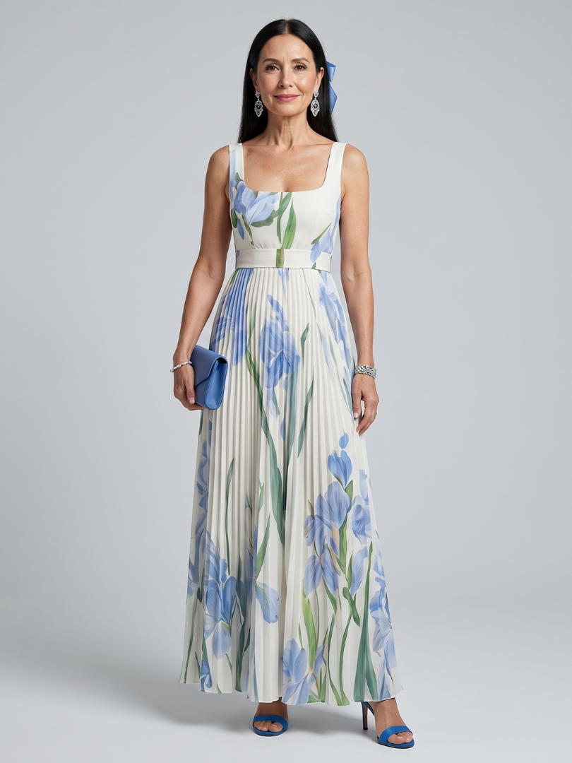 Ophelia — vestido midi floral con escote cuadrado, Solenza