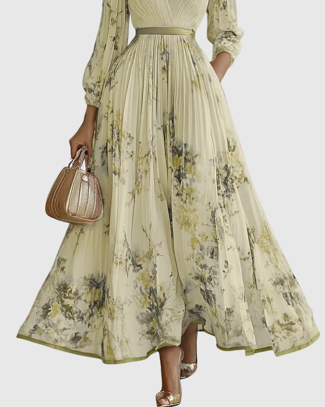 Rowella · Vestido largo plisado