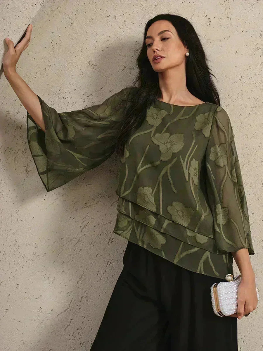 Blusa de Capas Floral de Chifón