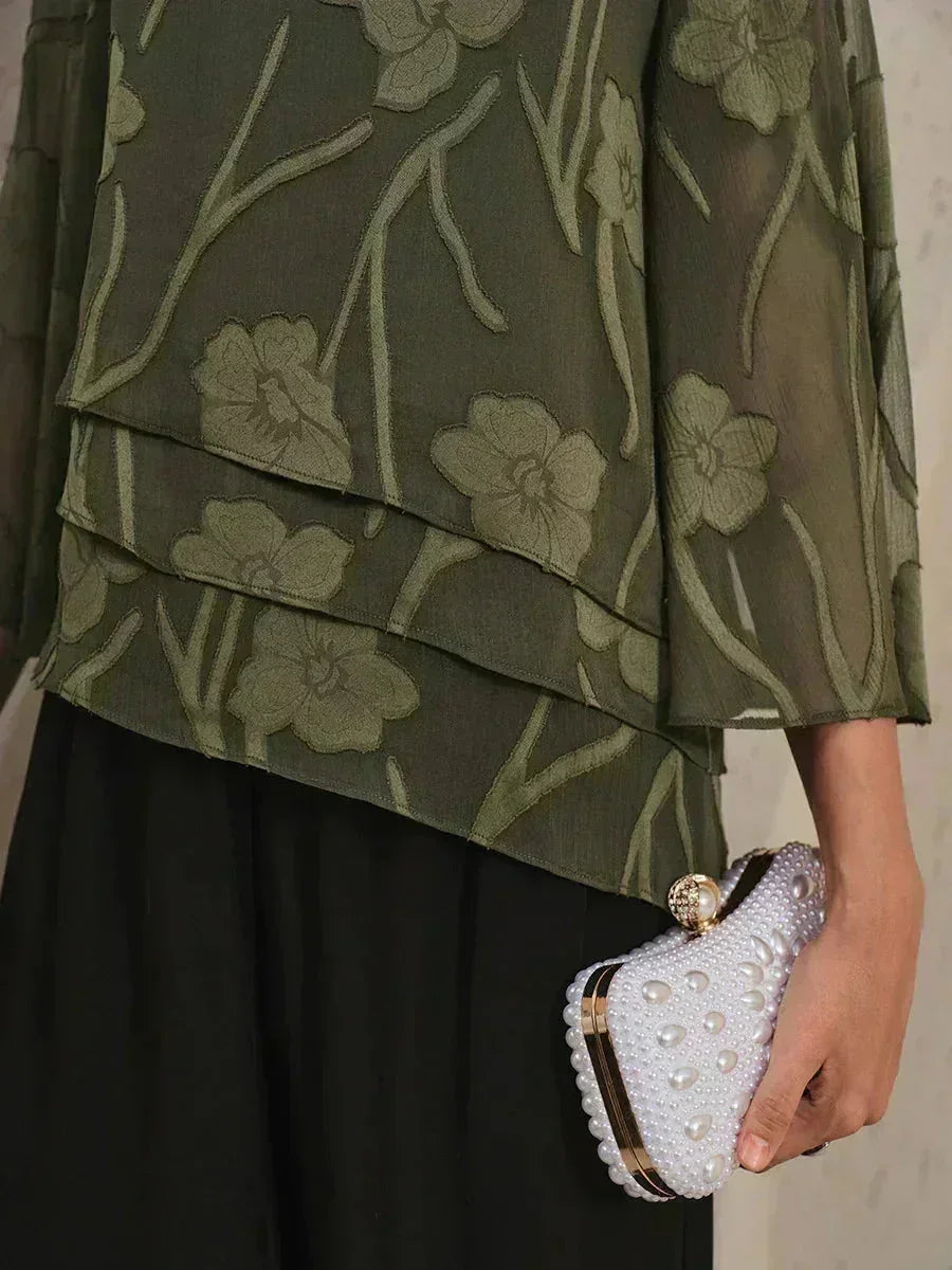 Blusa de Capas Floral de Chifón