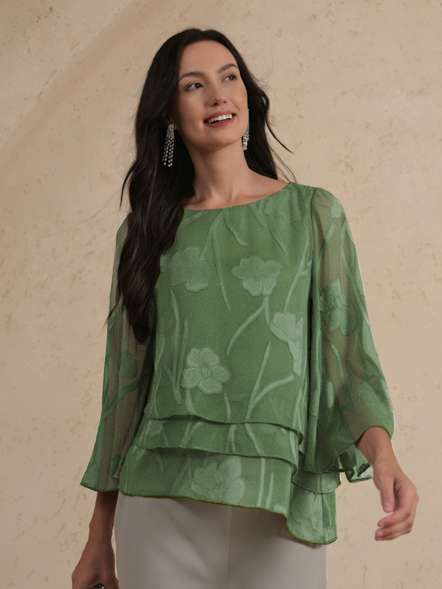 Blusa de Capas Floral de Chifón