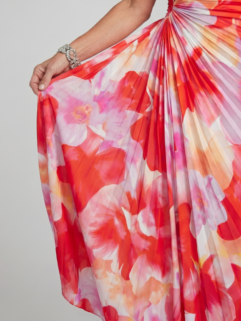 Taya | Vestido Midi de Cuerpo Plisado de Un Hombro