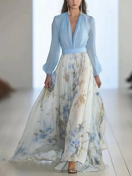 Frida · Vestido largo floral escote en V