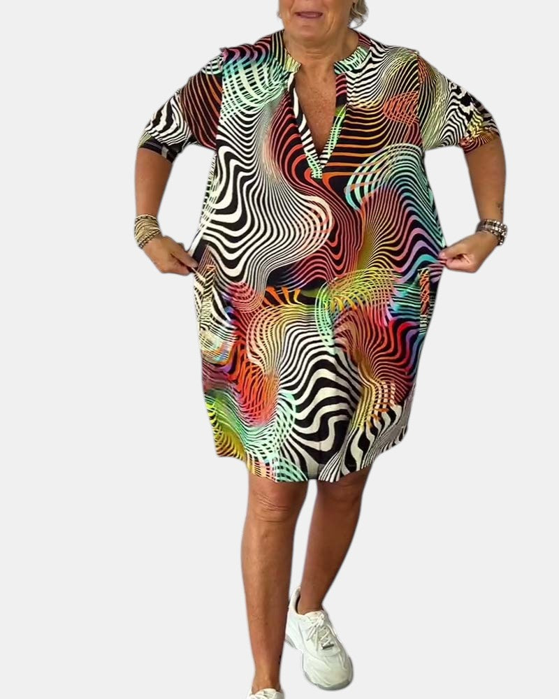Jessica · Vestido V-Cuello Colorido