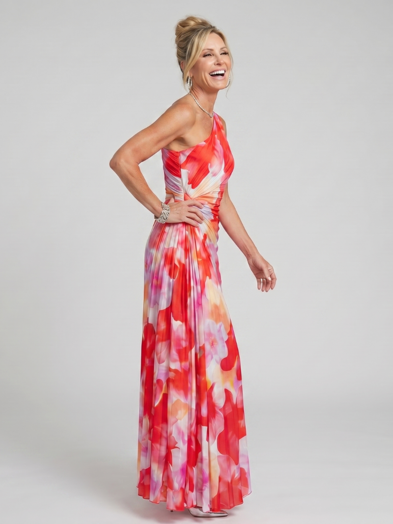 Taya | Vestido Midi de Cuerpo Plisado de Un Hombro · vista alternativa