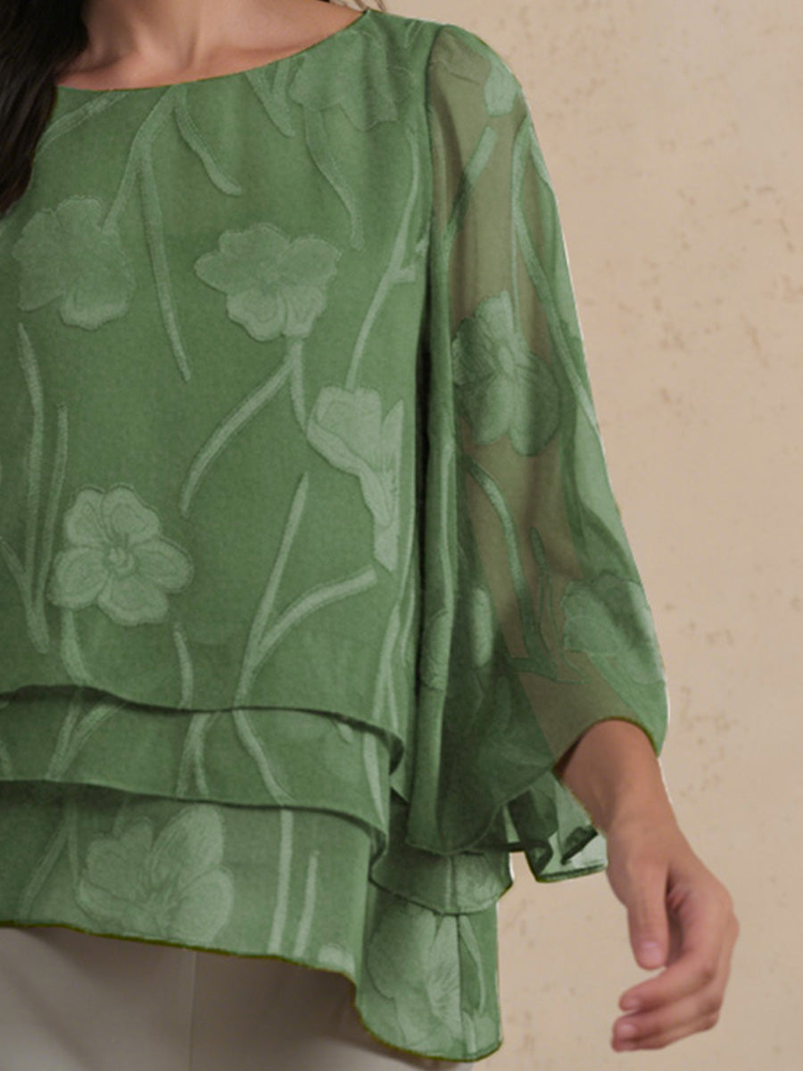 Blusa de Capas Floral de Chifón