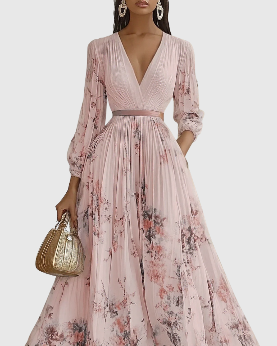 Rowella · Vestido largo plisado