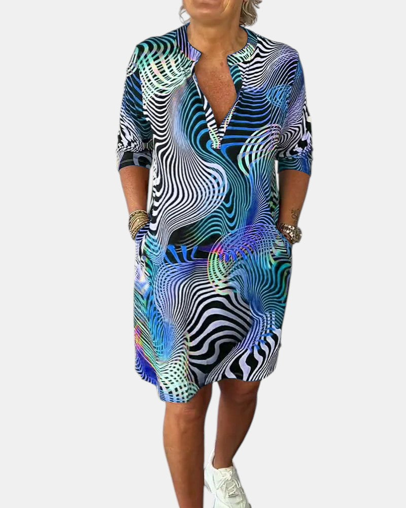 Jessica · Vestido V-Cuello Colorido