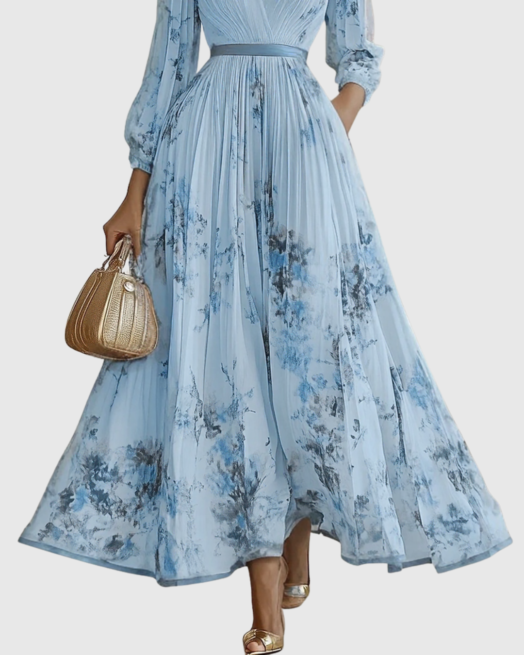 Rowella · Vestido largo plisado