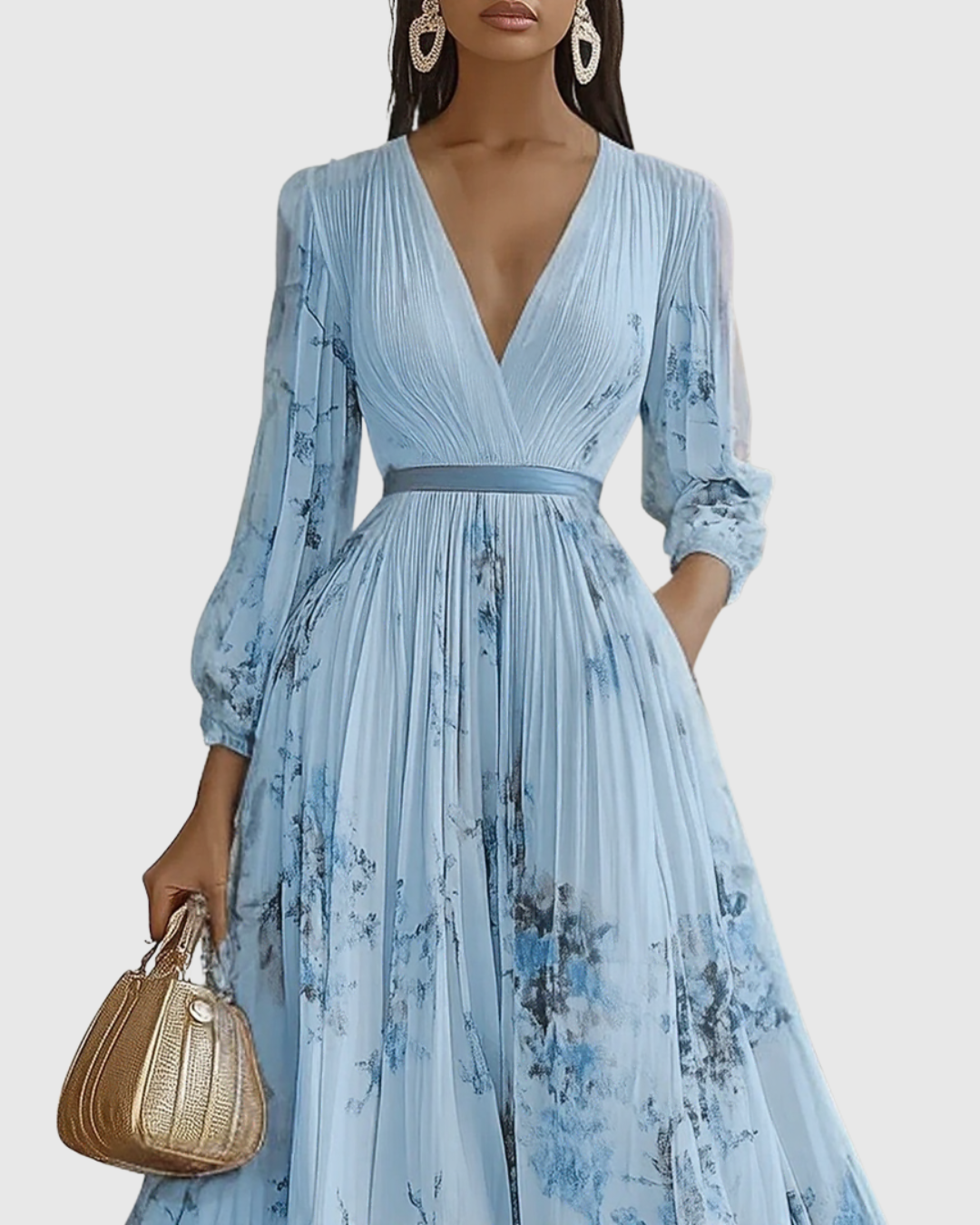 Rowella · Vestido largo plisado