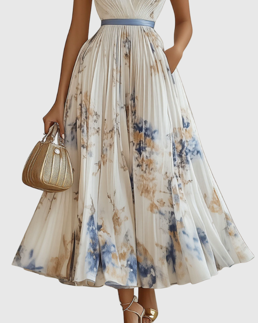 Rowella · Vestido largo plisado