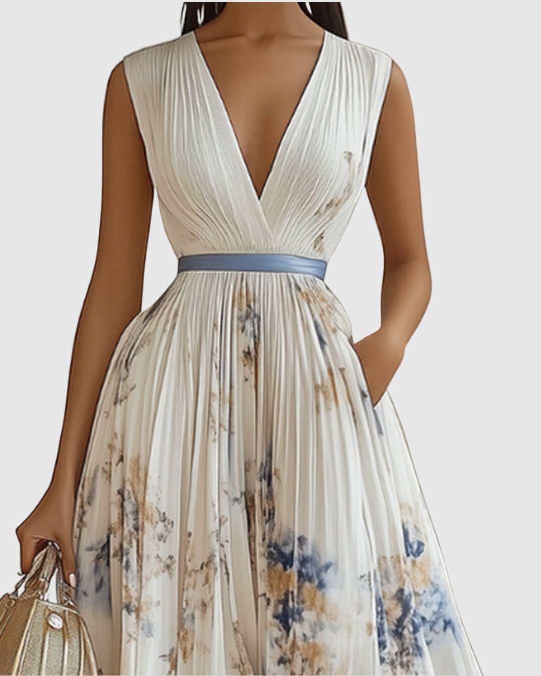 Rowella · Vestido largo plisado