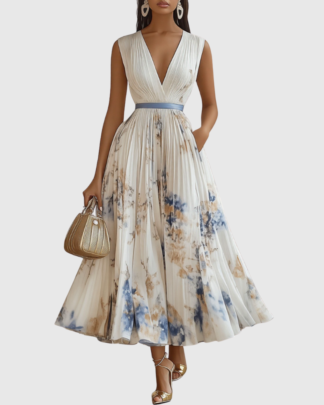 Rowella · Vestido largo plisado