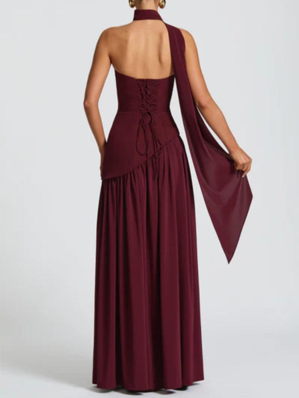 Maliyah · Vestido largo laca cereza
