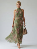 Mirelle | Vestido Midi con Cuello Halter Fruncido