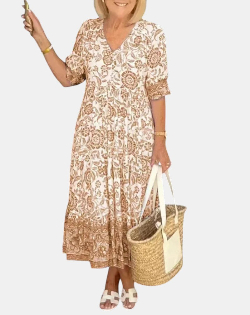 Aria · Vestido largo floral escote en V