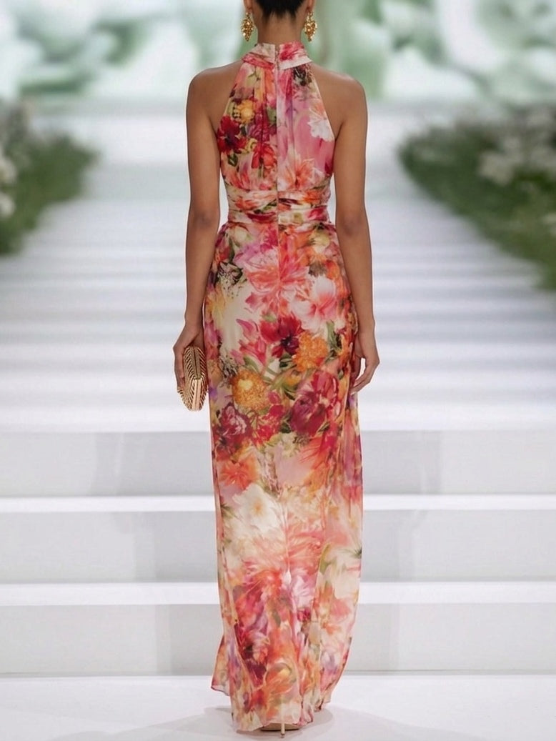 Helena · Vestido largo halter floral