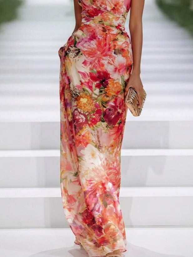 Helena · Vestido largo halter floral