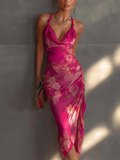 Fucsia · Midi Floral Ajustado