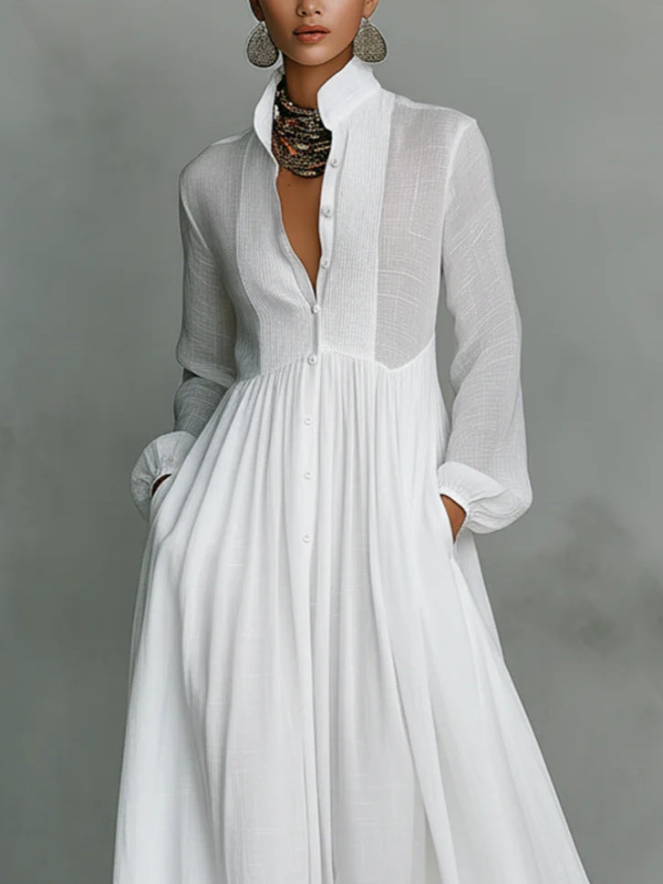 Léonie | Vestido Maxi Minimalista con Cuello Alto