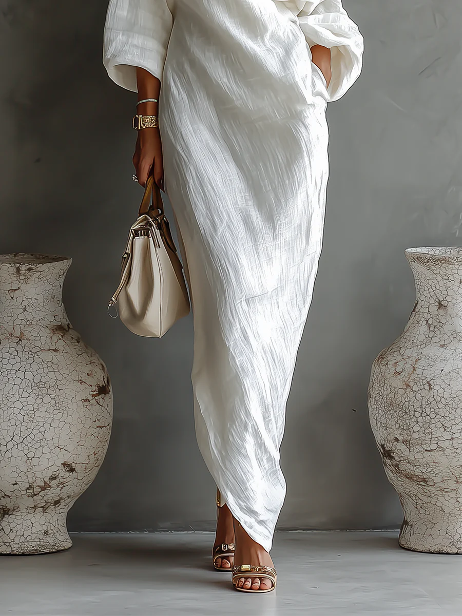 Elise | Elegante Vestido Maxi de Un Hombro en Blanco