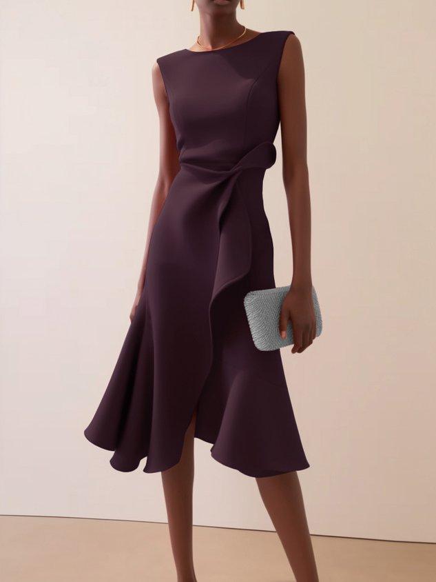 Irene · Vestido midi rojo con nudo en cintura