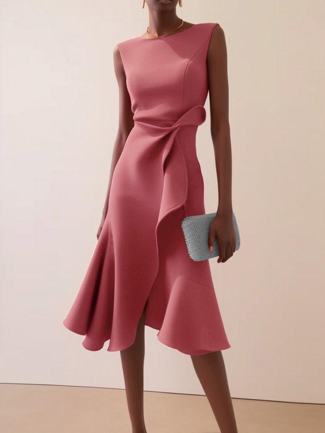 Irene · Vestido midi rojo con nudo en cintura