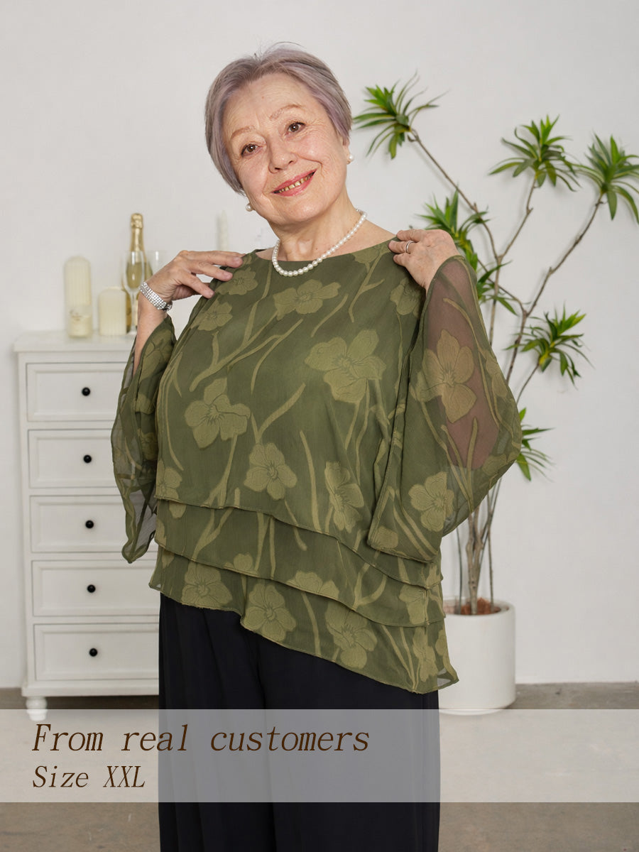 Blusa de Capas Floral de Chifón