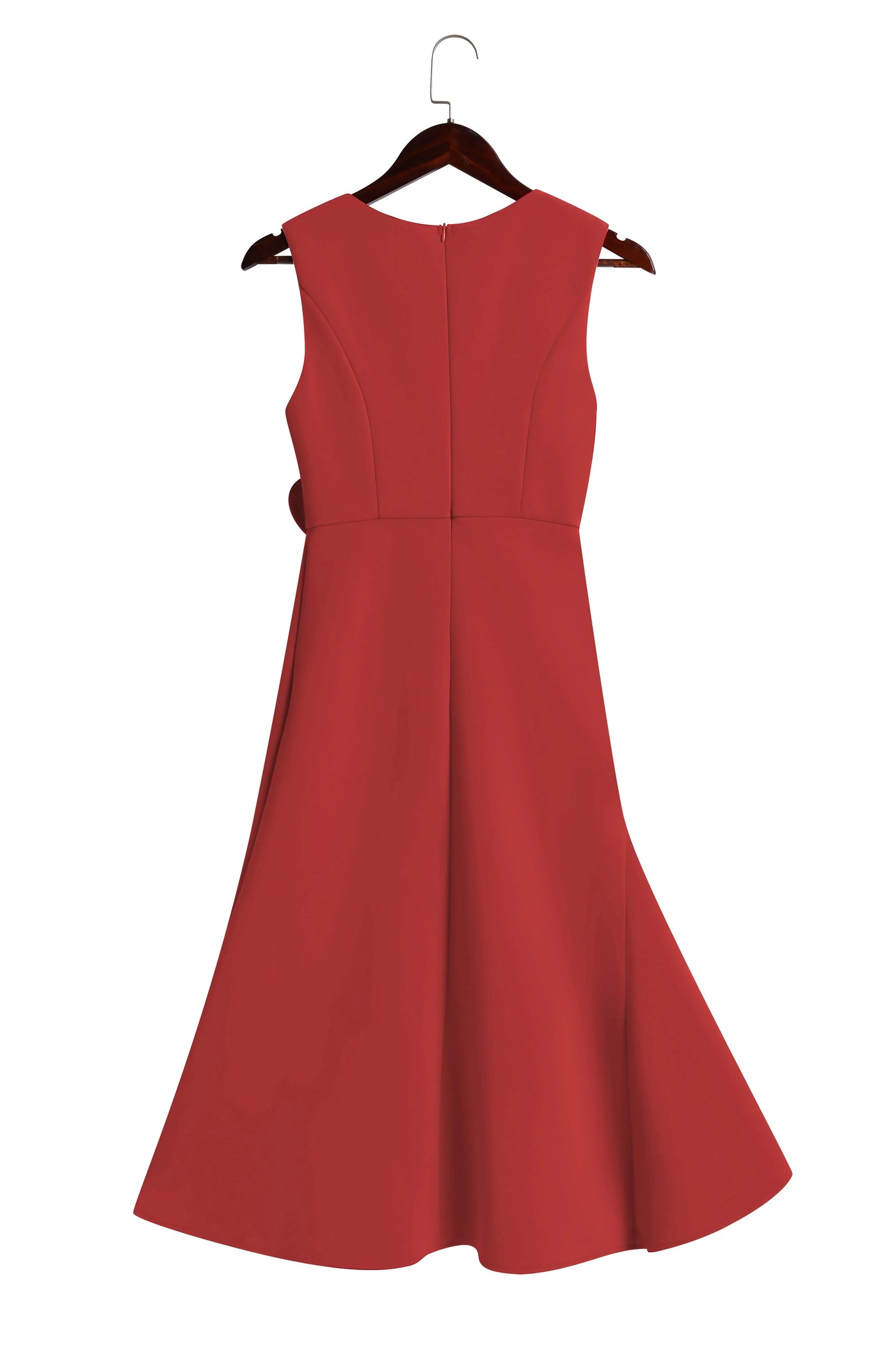 Irene · Vestido midi rojo con nudo en cintura