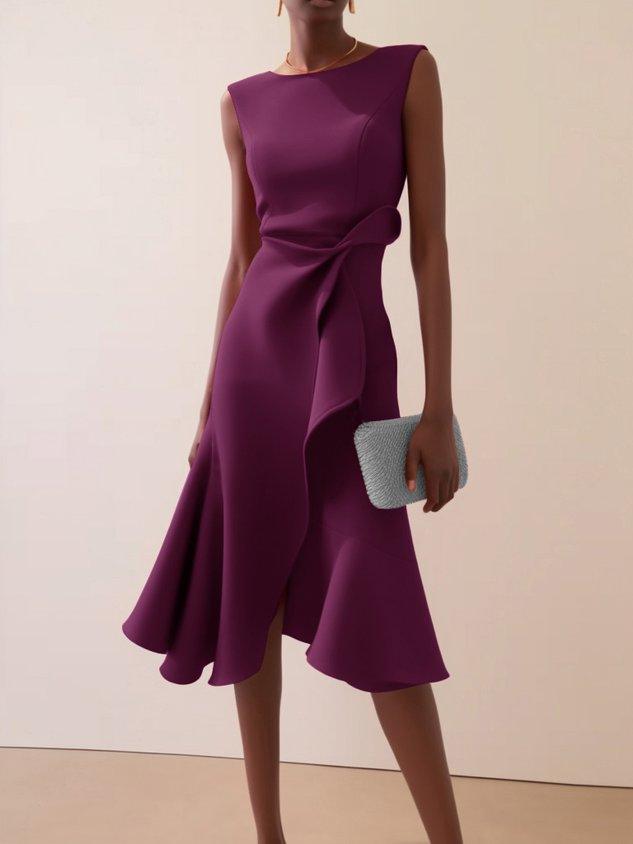 Irene · Vestido midi rojo con nudo en cintura
